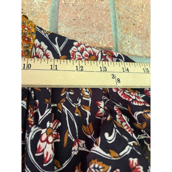 Anthropologie Almeria Ruffled Mini Dress By Othilia Cotton Black/Floral Print - Picture 10 of 13